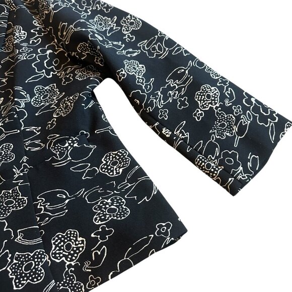 Modcloth Sweet Sophistication Blazer Black White Outline Floral Print Size Med - Picture 4 of 11